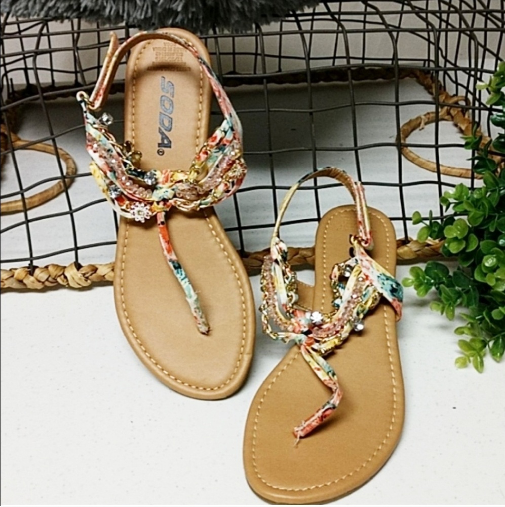 5/$25 Soda Brand Beaded Floral Sandals